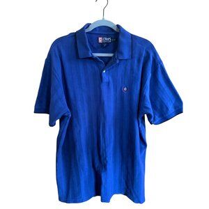 Chaps Ralph Lauren XL Polo Shirt Royal Blue Striped 100% Cotton Short Sleeve Men